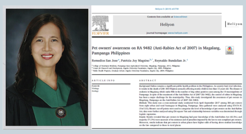 Dr. San Jose publishes paper on Pet owners’ awareness on Anti-rabies Act of 2007